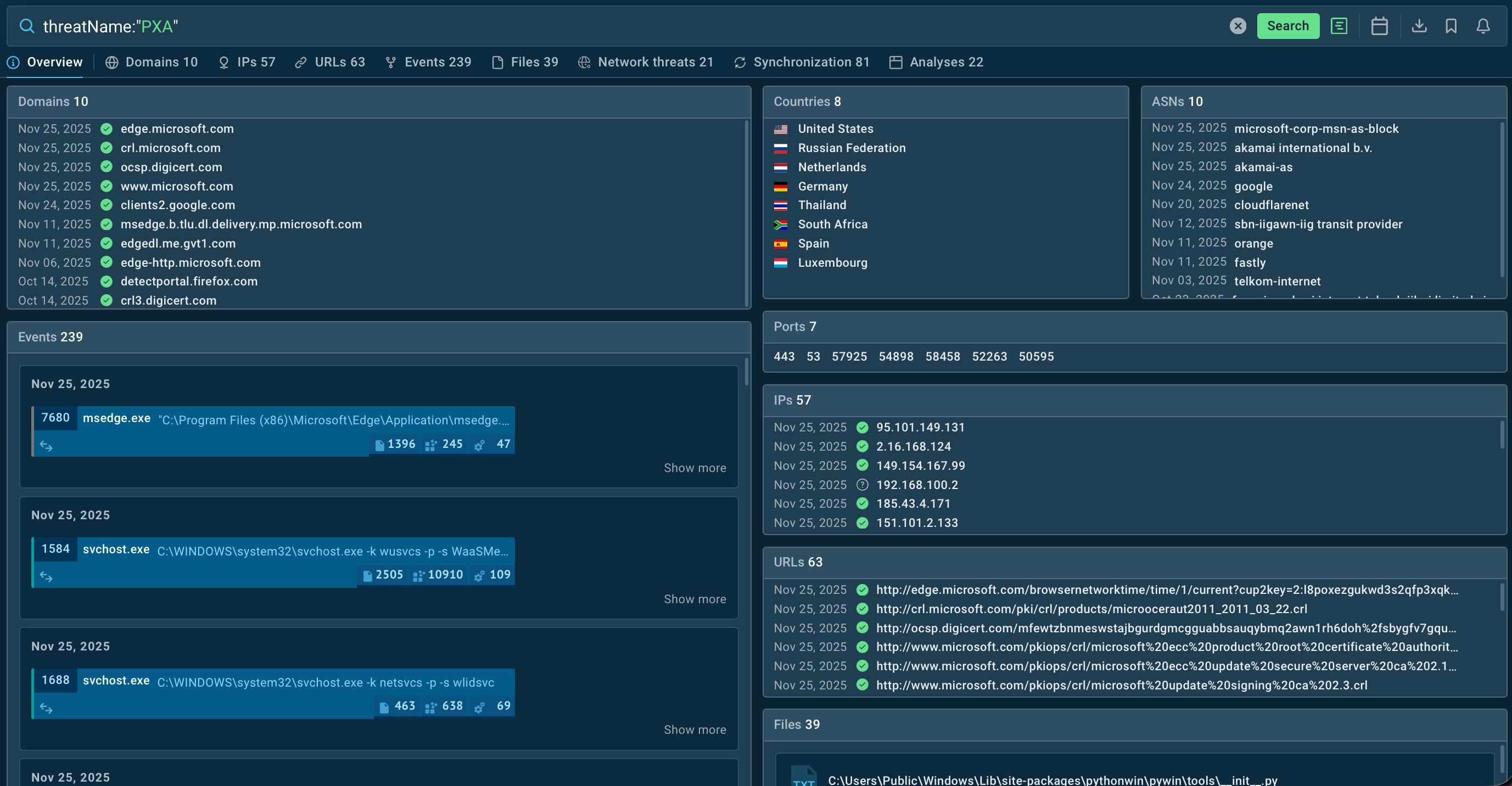 Search results in TI
