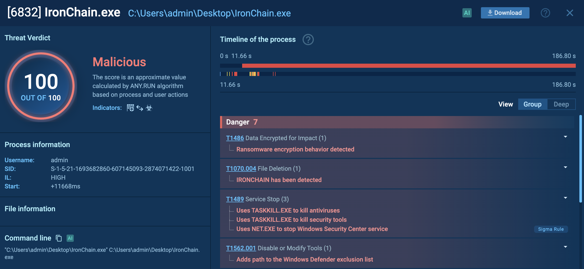 An IronChain infected detected in ANY.RUN’s Interactive Sandbox